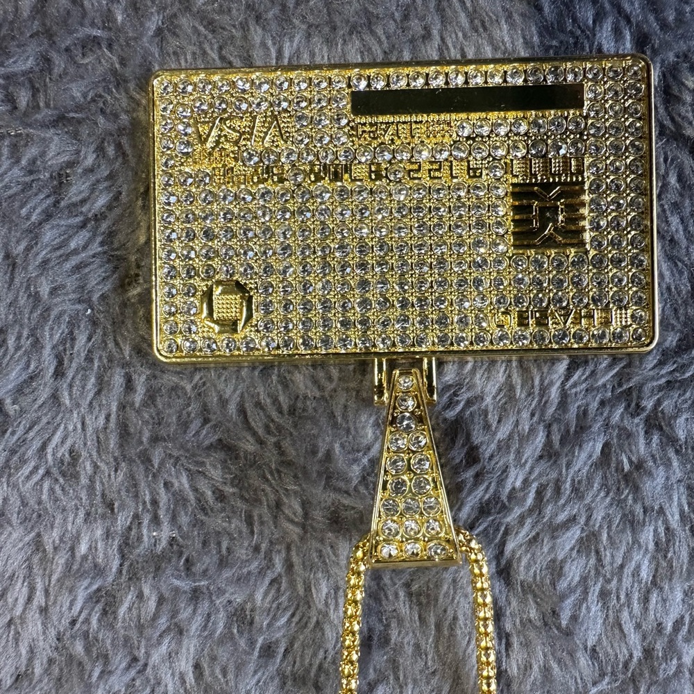 Gold Blinged Out Credit Card With Chain